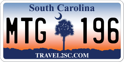 SC license plate MTG196