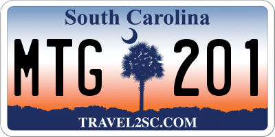 SC license plate MTG201