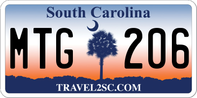 SC license plate MTG206