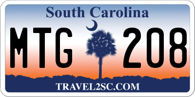 SC license plate MTG208