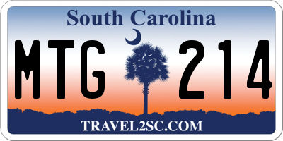SC license plate MTG214