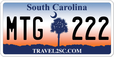 SC license plate MTG222