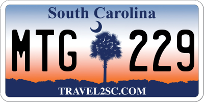 SC license plate MTG229