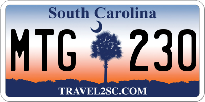 SC license plate MTG230