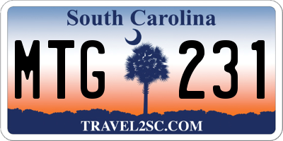 SC license plate MTG231