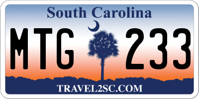 SC license plate MTG233
