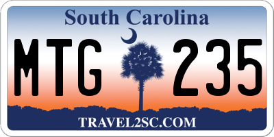SC license plate MTG235