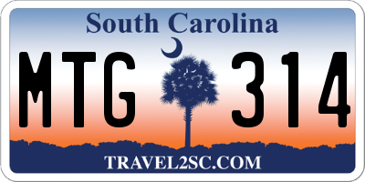 SC license plate MTG314