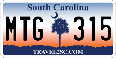 SC license plate MTG315