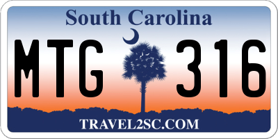 SC license plate MTG316