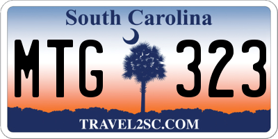 SC license plate MTG323