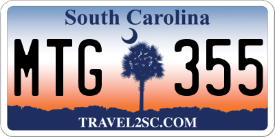 SC license plate MTG355