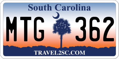 SC license plate MTG362