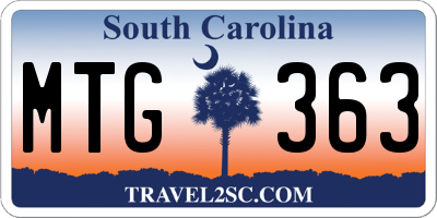 SC license plate MTG363