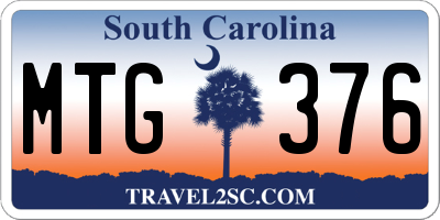 SC license plate MTG376