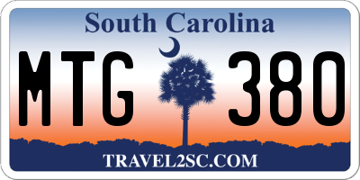 SC license plate MTG380
