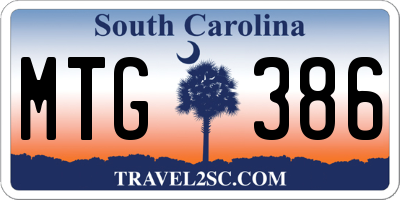 SC license plate MTG386