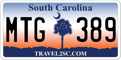 SC license plate MTG389