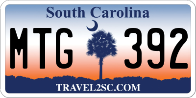 SC license plate MTG392
