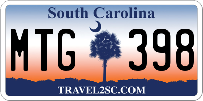 SC license plate MTG398