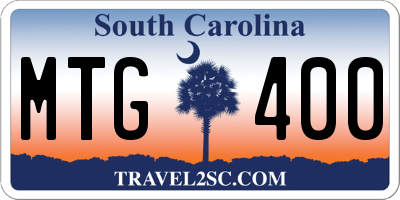 SC license plate MTG400