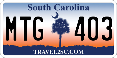 SC license plate MTG403