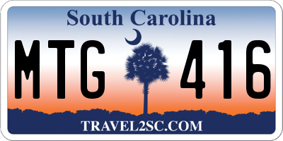 SC license plate MTG416