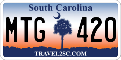 SC license plate MTG420