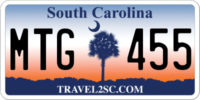 SC license plate MTG455