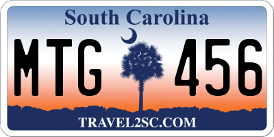 SC license plate MTG456