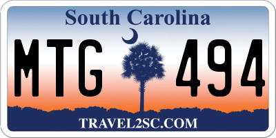 SC license plate MTG494