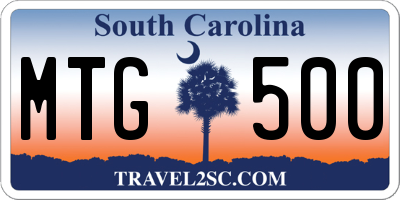 SC license plate MTG500