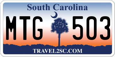 SC license plate MTG503