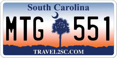 SC license plate MTG551