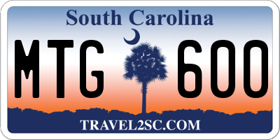 SC license plate MTG600