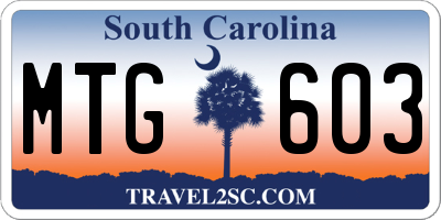 SC license plate MTG603