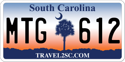 SC license plate MTG612