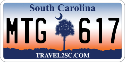 SC license plate MTG617