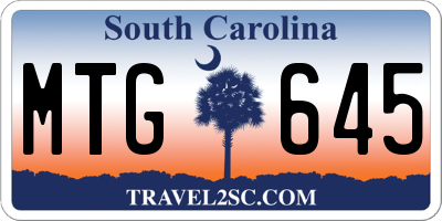 SC license plate MTG645