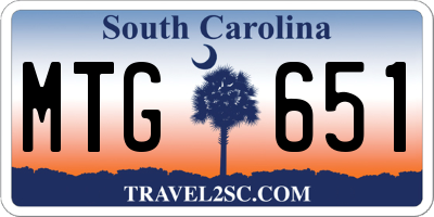 SC license plate MTG651