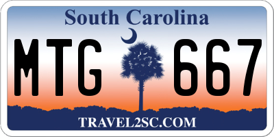SC license plate MTG667