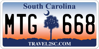 SC license plate MTG668