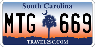 SC license plate MTG669