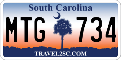 SC license plate MTG734