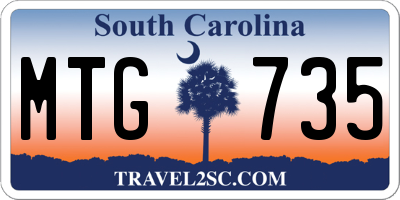 SC license plate MTG735