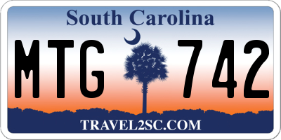 SC license plate MTG742