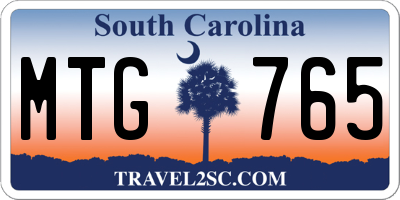 SC license plate MTG765