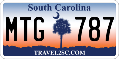 SC license plate MTG787