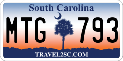 SC license plate MTG793