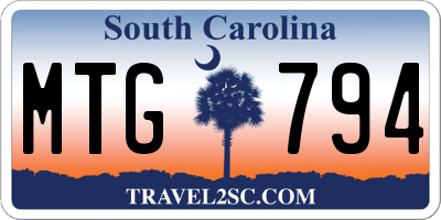 SC license plate MTG794